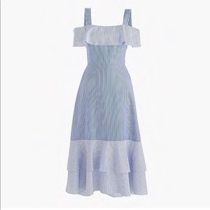 J. Crew Silk Striped Cold Shoulder Dress